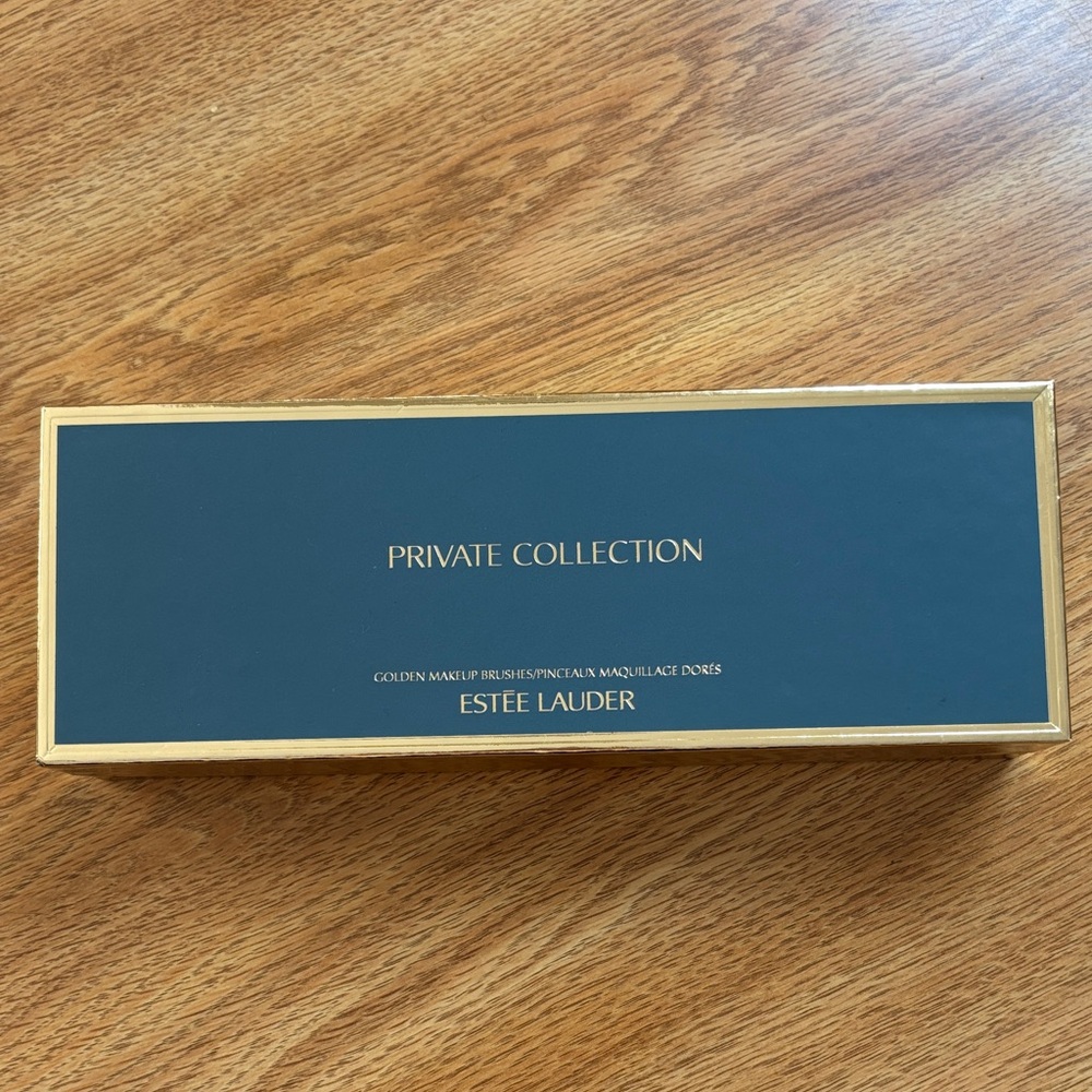 Estee Lauder Private Collection Box and Brush Set - Gold and Dark Blue